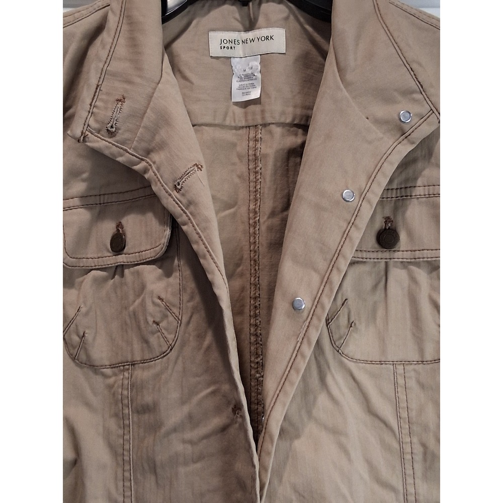 Jones New York Sport Tan Jacket Size M Cotton Stretch Utility Style - Picture 10 of 11
